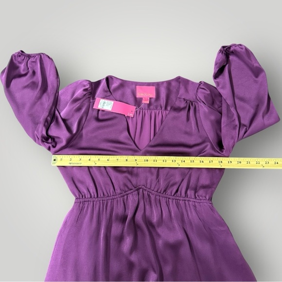 NWT Lilly Pulitzer Deacon Dress Sz 8 V-Neck Cherry Purple Event - Picture 9 of 15